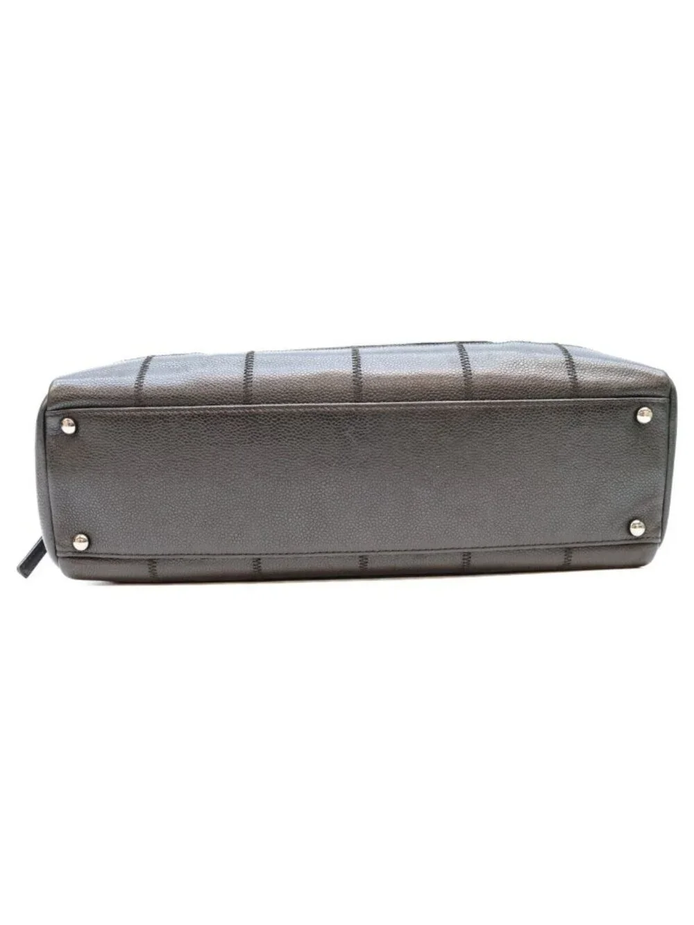 Chanel Black Caviar Choco Bar Silver Mini Boston Bag
